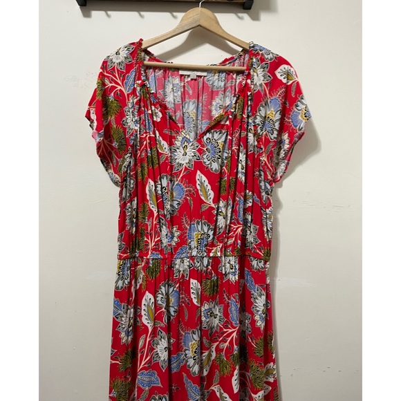 Loft Women’s Plus Size 22 Red Floral Dress - Beautiful! romantic - Picture 3 of 10